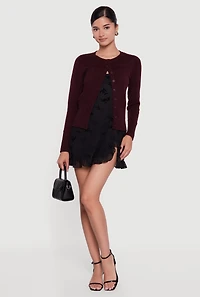 Rib Knit Button Front Cardigan