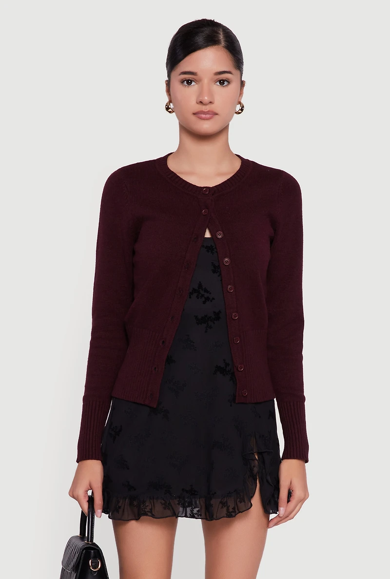 Rib Knit Button Front Cardigan