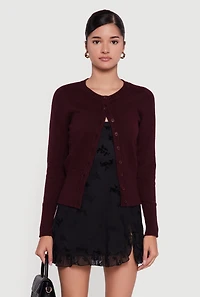 Rib Knit Button Front Cardigan