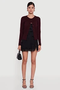 Rib Knit Button Front Cardigan