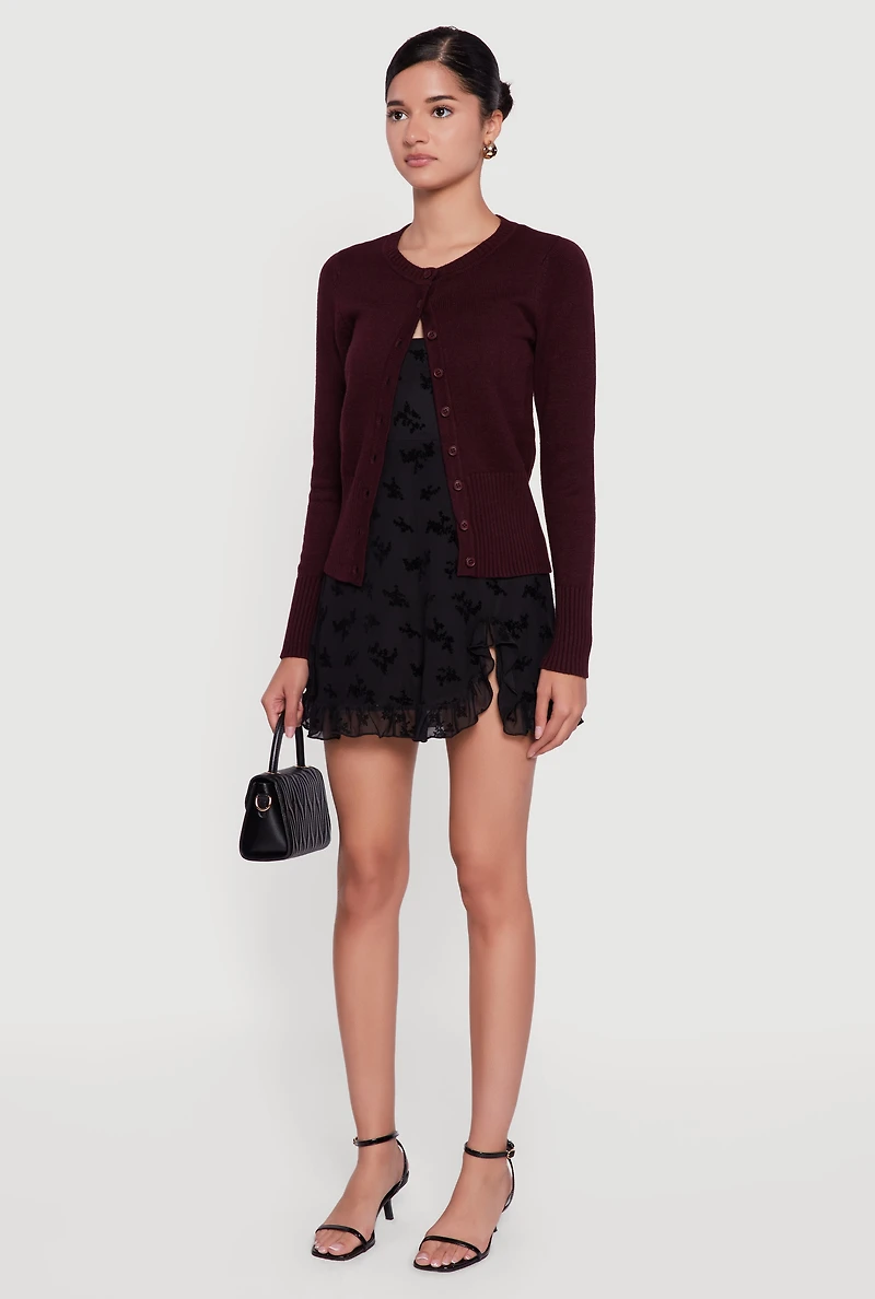 Rib Knit Button Front Cardigan