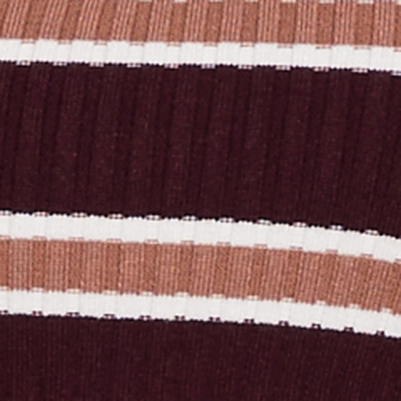 Striped Ribbed Knit Cropped Polo Sweater