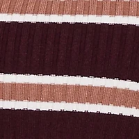 Striped Ribbed Knit Cropped Polo Sweater