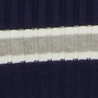 Striped Ribbed Knit Cropped Polo Sweater