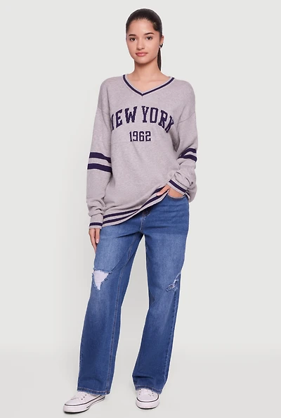 New York Knit V Neck Sweater