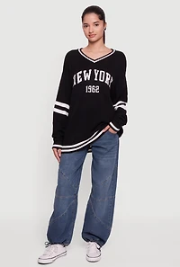 New York Knit V Neck Sweater