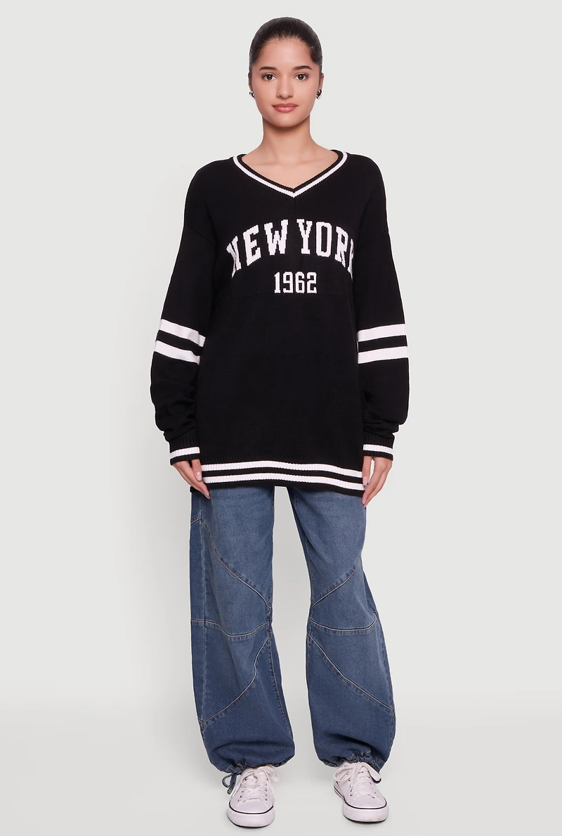 New York Knit V Neck Sweater