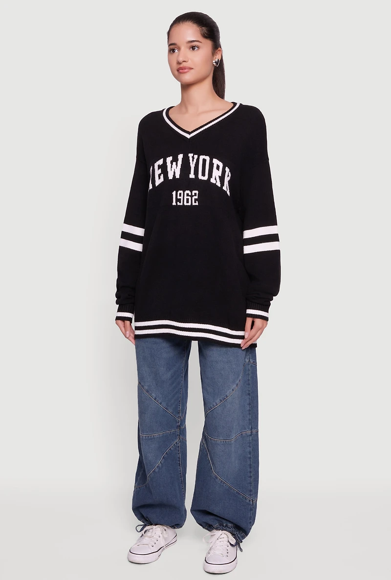 New York Knit V Neck Sweater
