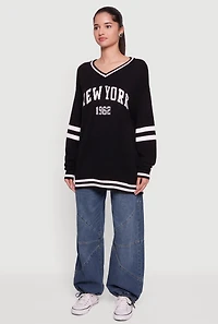 New York Knit V Neck Sweater