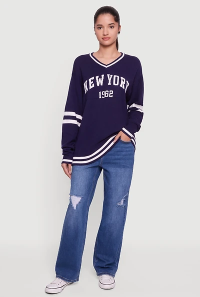 New York Knit V Neck Sweater