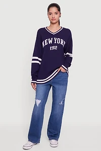 New York Knit V Neck Sweater
