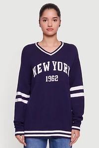 New York Knit V Neck Sweater