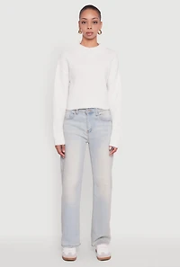 Womens Cozy Oversized Cropped Mock Neck Sweater, White,