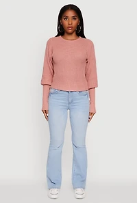 Womens Leg of Mutton Pullover Sweater, Pink, Size M