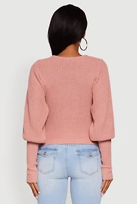 Womens Leg of Mutton Pullover Sweater, Pink, Size S