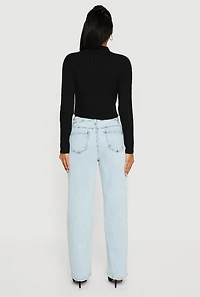 Cable Knit Mock Neck Long Sleeve Cropped Sweater