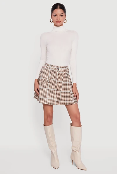 Solid Ribbed Knit Turtleneck Top