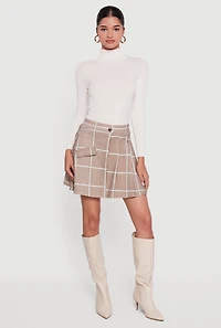 Solid Ribbed Knit Turtleneck Top