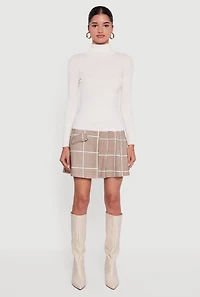 Solid Ribbed Knit Turtleneck Top