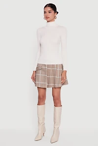 Solid Ribbed Knit Turtleneck Top