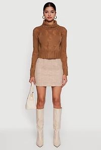 Long Sleeve Distressed Turtleneck Sweater