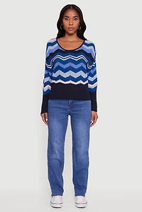 Womens Chevron Pointelle Knit Caged Back Sweater,