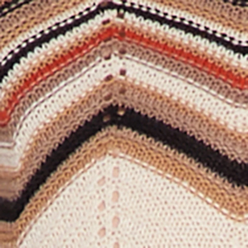 Chevron Pointelle Knit Sweater Hoodie