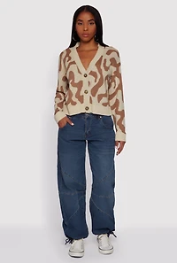 Swirl Patterned Button Front Cardigan