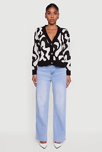 Swirl Patterned Button Front Cardigan