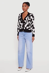 Swirl Patterned Button Front Cardigan