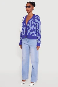 Swirl Patterned Button Front Cardigan