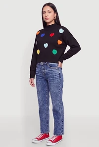 Heart Crochet Mock Neck Sweater
