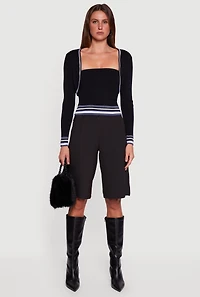 Contrast Trim Bolero Cardigan and Sweater Tube Top