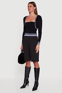 Contrast Trim Bolero Cardigan and Sweater Tube Top