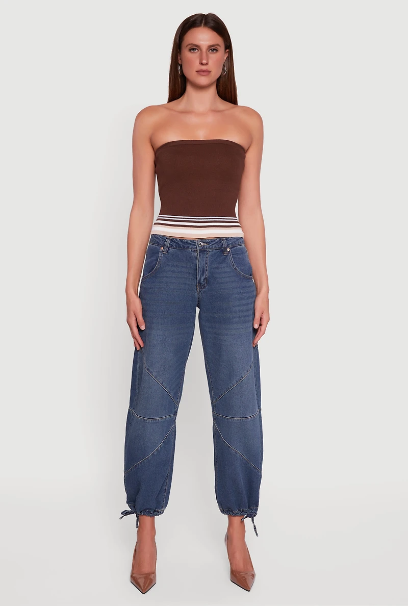 Contrast Trim Bolero Cardigan and Sweater Tube Top