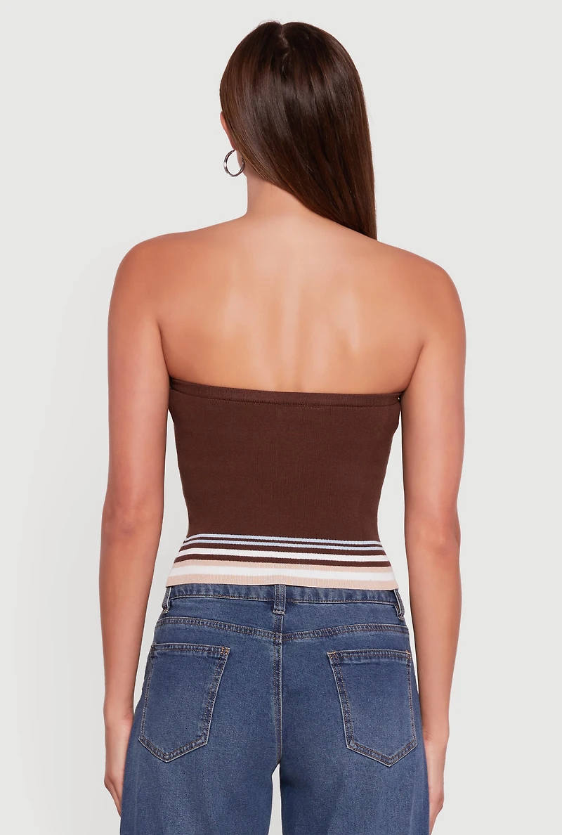 Contrast Trim Bolero Cardigan and Sweater Tube Top