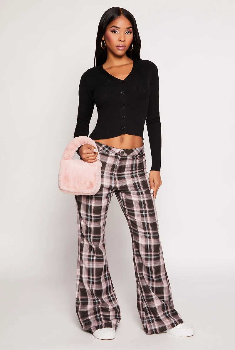 Ribbed Knit Button Front Cardigan