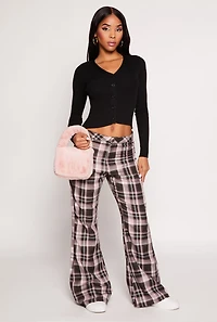 Ribbed Knit Button Front Cardigan