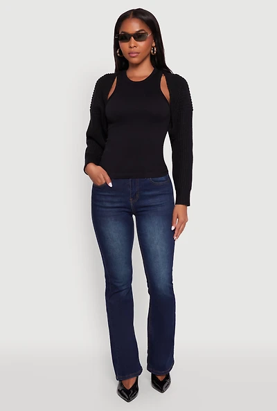 Womens Open Front Cardigan Shrug, Black, Size XL
