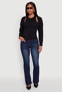 Womens Open Front Cardigan Shrug, Black, Size XL