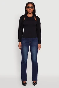 Womens Open Front Cardigan Shrug, Black, Size XL