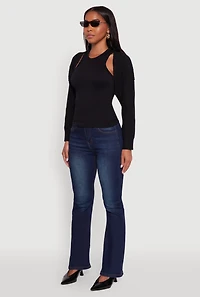 Womens Open Front Cardigan Shrug, Black, Size XL