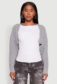 Womens Open Front Cardigan Shrug, Grey, Size M