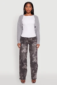 Womens Open Front Cardigan Shrug, Grey, Size M