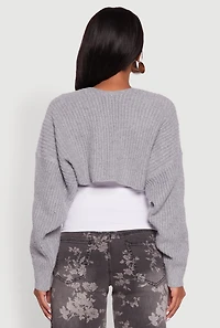 Womens Open Front Cardigan Shrug, Grey, Size M