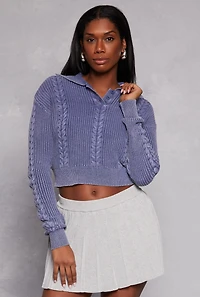 Cable Knit Johnny Collar Sweater