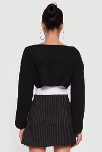 Brushed Rib Knit Boat Neck Shrug