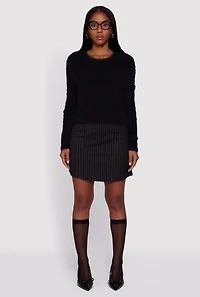 Rose Applique Long Sleeve Eyelash Knit Sweater