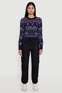 Holiday Patterned Eyelash Knit Sweater