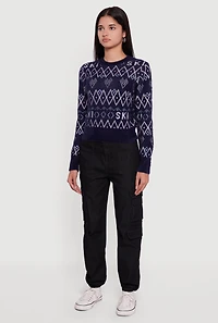 Holiday Patterned Eyelash Knit Sweater